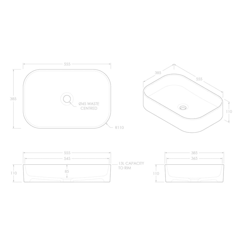 ADP Max Above Counter Basin Gloss White Bathroom Basin ADP