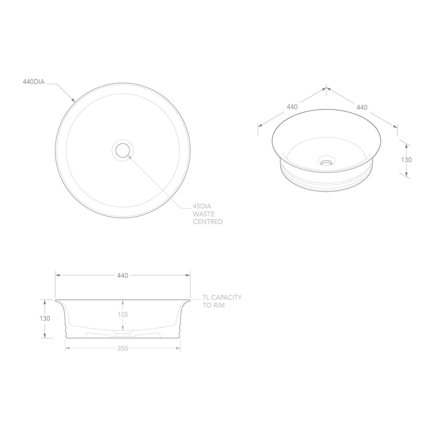 ADP Neptune Above Counter Basin Gloss White Bathroom Basin ADP