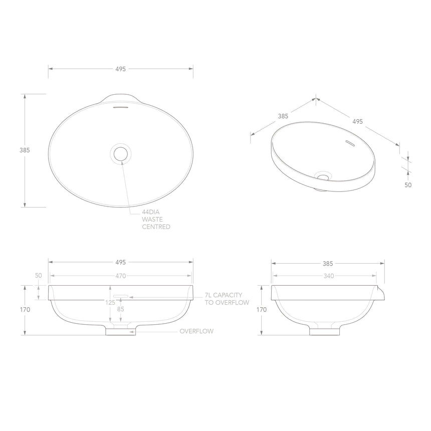 ADP Ozera Semi Inset Basin Matte White Bathroom Basin ADP