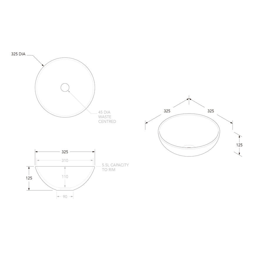 ADP Pluto Above Counter Basin Gloss White Bathroom Basin ADP