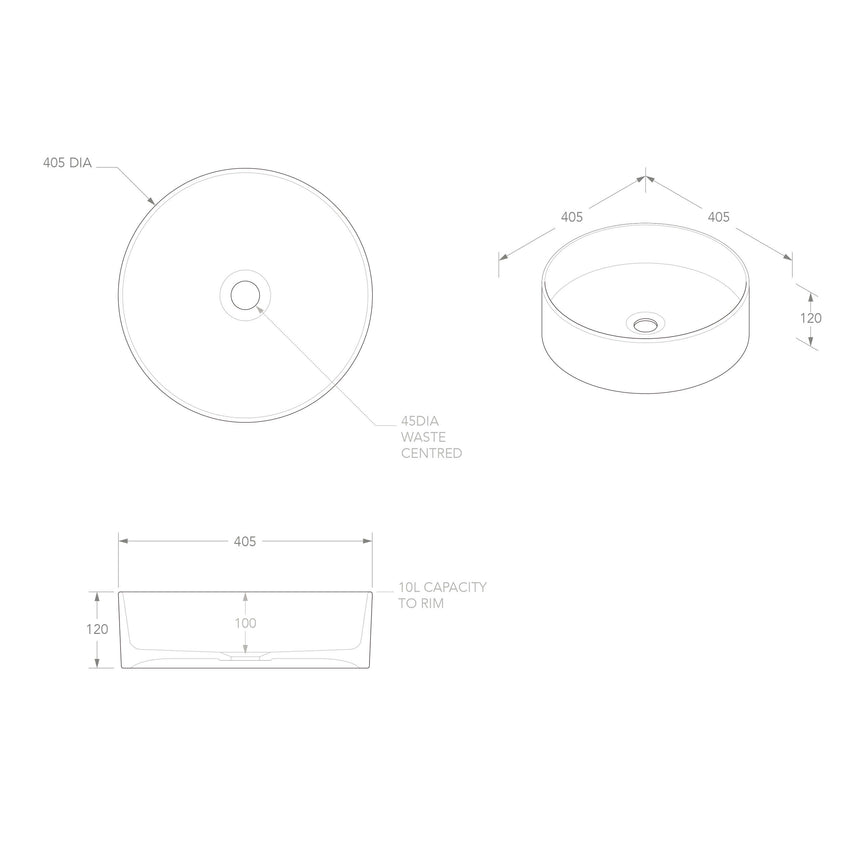 ADP Robbie Above Counter Basin Matte White Bathroom Basin ADP
