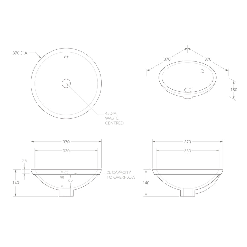 ADP Round Under Counter Basin Gloss White Bathroom Basin ADP