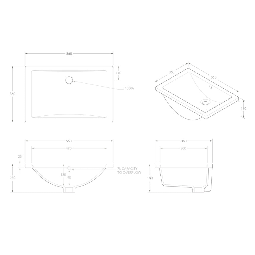 ADP Scoop Under Counter Basin Gloss White Bathroom Basin ADP