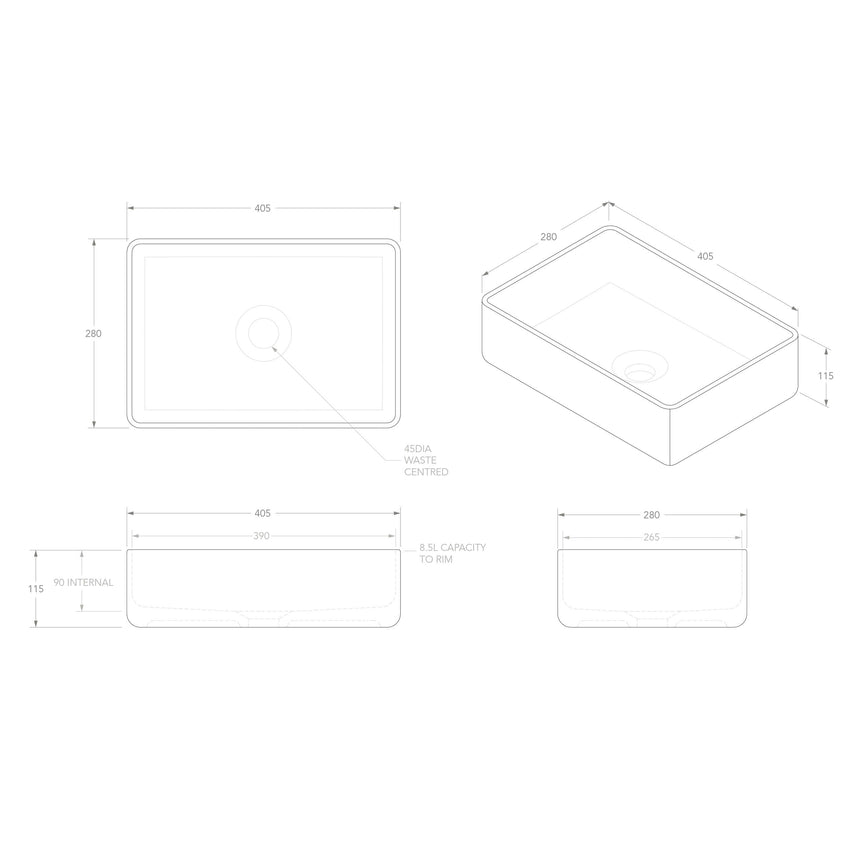 ADP Selma Above Counter Basin Matte White Bathroom Basin ADP