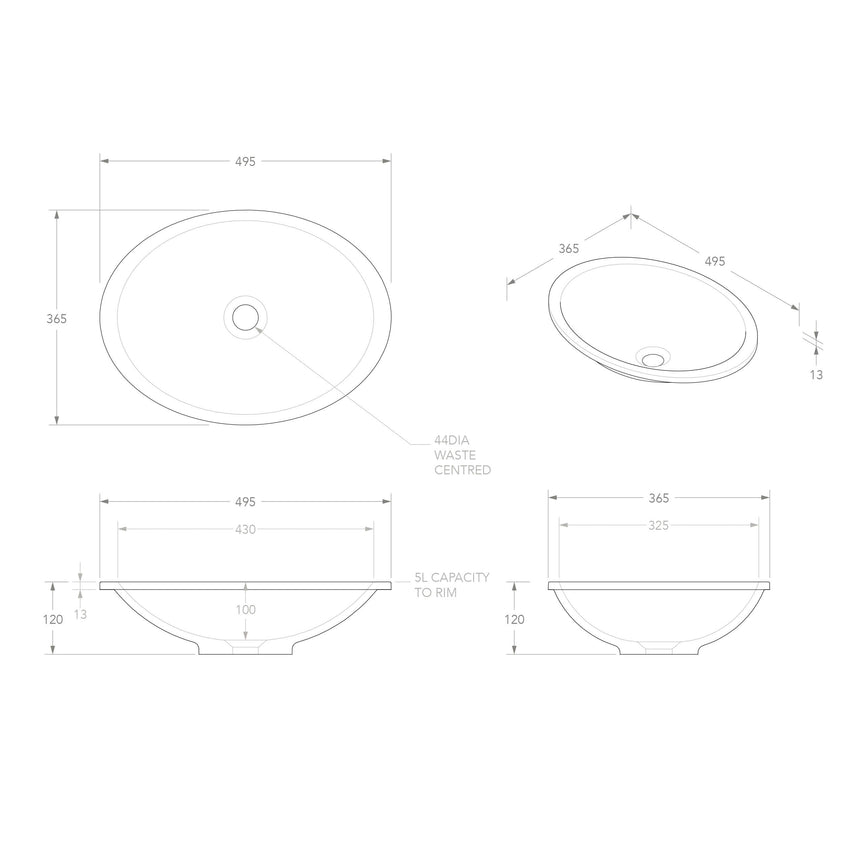 ADP Sincerity Semi Inset Basin Matte White Bathroom Basin ADP