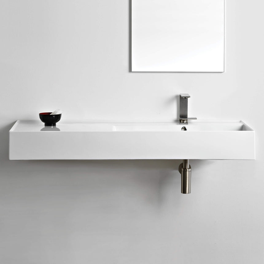 ADP Teorema Wall Basin 1200 Right offset without Tap Hole Bathroom Basin ADP