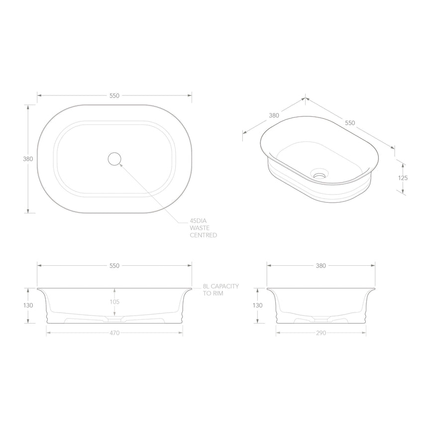 ADP Titan Above Counter Basin Gloss White Bathroom Basin ADP