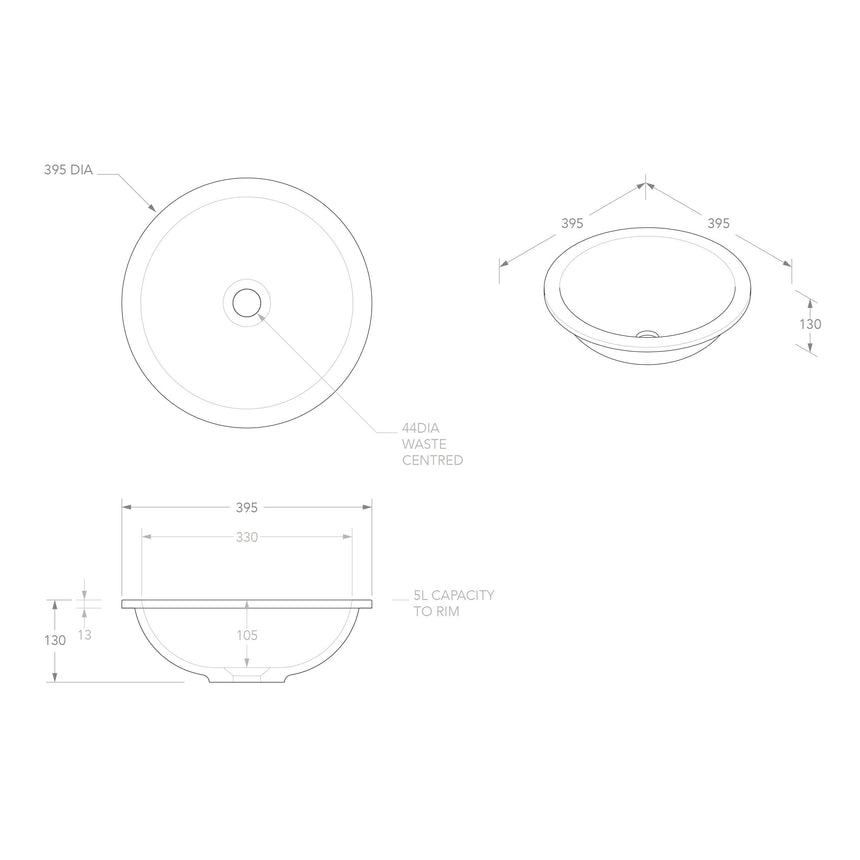ADP Unity UC/Inset Basin Gloss White Bathroom Basin ADP