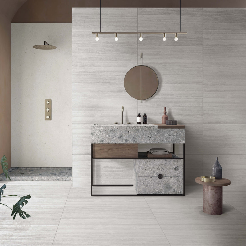 Vatican Vein Cut 1200x600 Matt White Travertine Look Tiles Tilemall