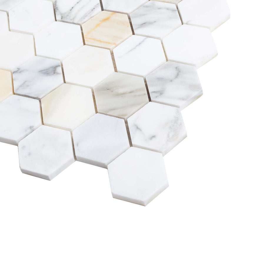Natural Marble Mosaic Hexagon 48x48 Calacatta Gold Honed Marble Mosaic Tilemall