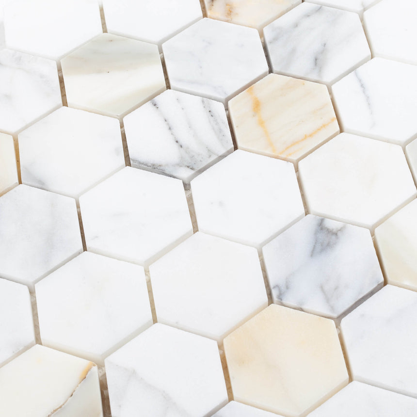 Natural Marble Mosaic Hexagon 48x48 Calacatta Gold Honed Marble Mosaic Tilemall