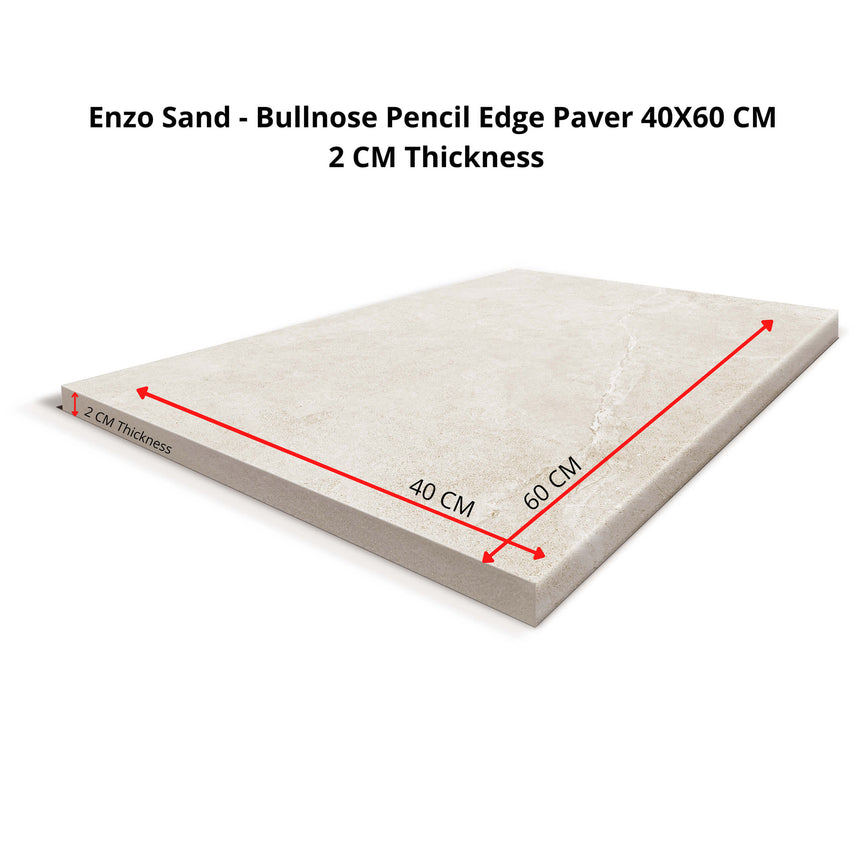 Enzo Bullnose Pencil Edge 600x400 Grip Sand Stone Look Tiles Tilemall