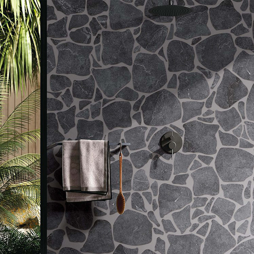 Enzo Crazy Pave Surface Tec Coal Stone Look Tiles Tilemall