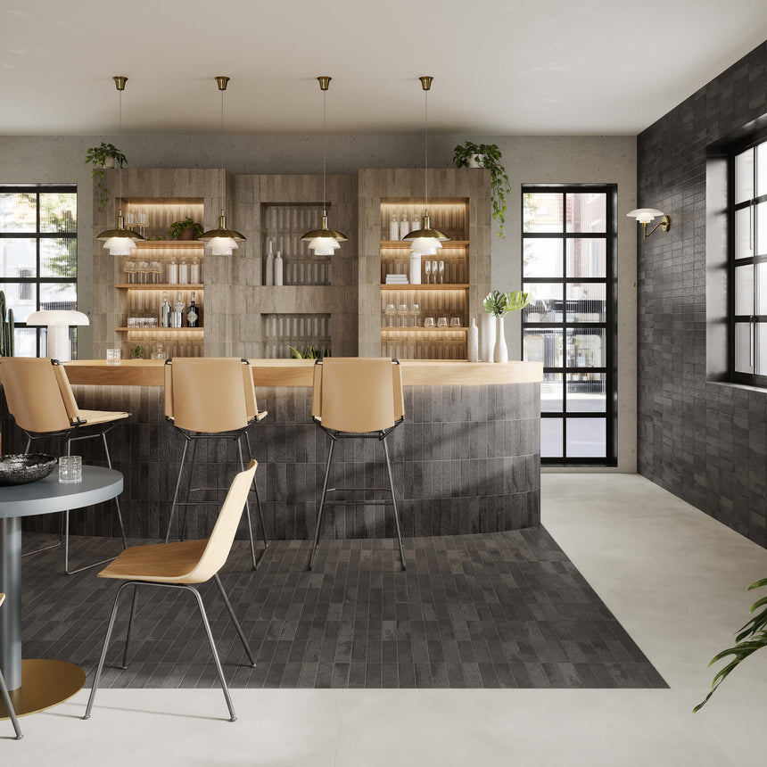 Miniature Fornace 60x240 Matt Nero Fumo Subway Tilemall