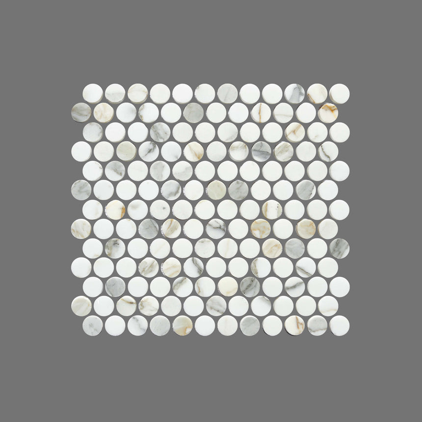 Artemis PennyRound 23x23 Calacatta Gold Honed Marble Mosaic Tilemall Default Title