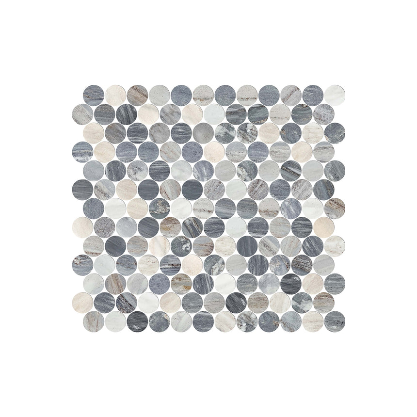 Artemis PennyRound 23x23 Blue Sandstone Honed Marble Mosaic Tilemall Default Title