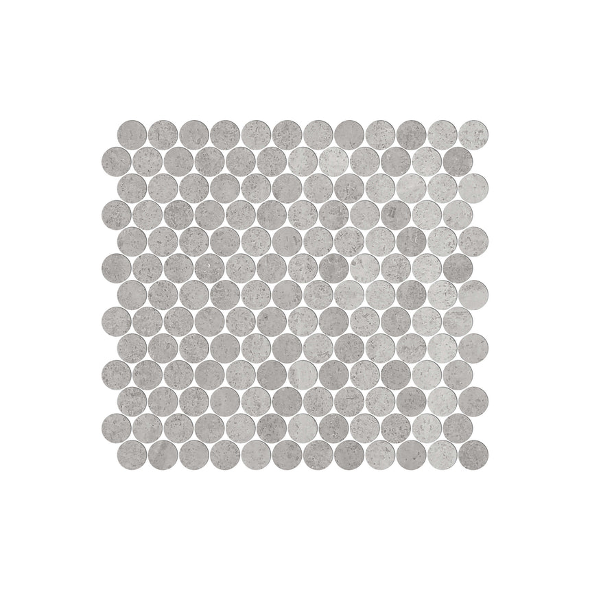 Artemis PennyRound 23x23 New Grey Honed Marble Mosaic Tilemall Default Title