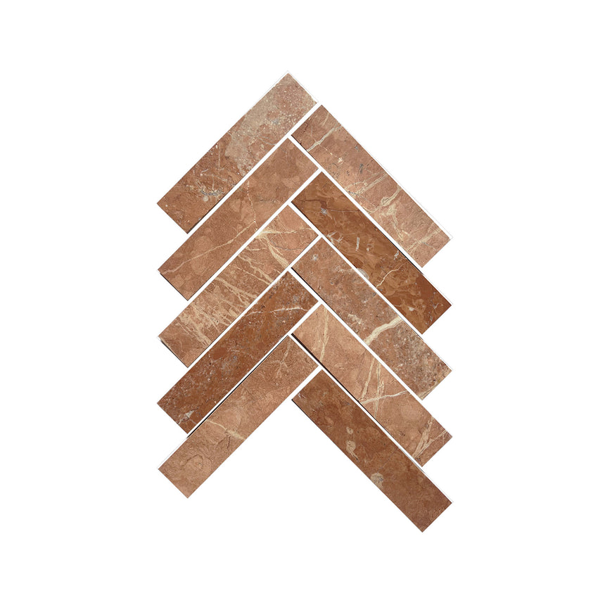 Artemis Herringbone 35x150 Rojo Alicante Honed Marble Mosaic Tilemall Default Title