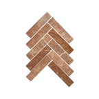 Artemis Mosaic Herringbone 35x150mm Natural Stone Honed Brown Sample