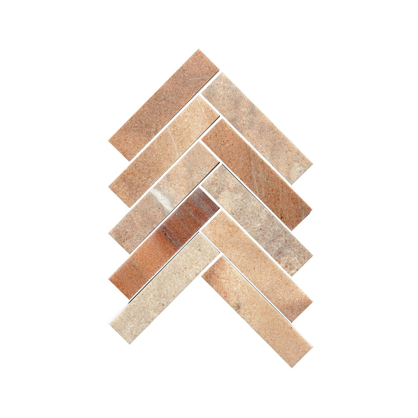 Artemis Herringbone 35x150 Rosa Portogallo Honed Marble Mosaic Tilemall Default Title