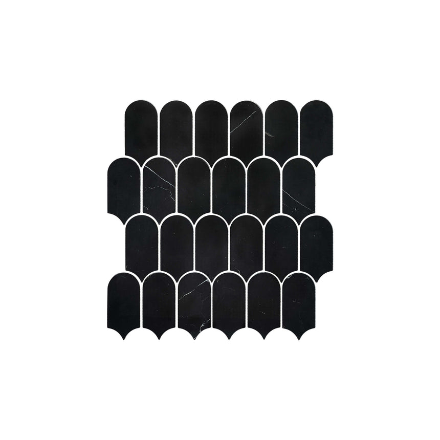 Artemis Feather 50x103 Nero Marquina Honed Marble Mosaic Tilemall Default Title
