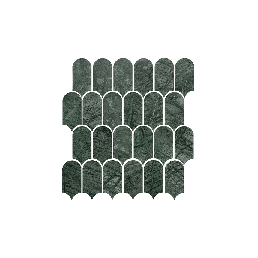Artemis Feather 50x103 Indian Green Honed Marble Mosaic Tilemall Default Title