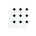 Octagon Mosaic Square 97x97mm Porcelain Matt White with Black Dot