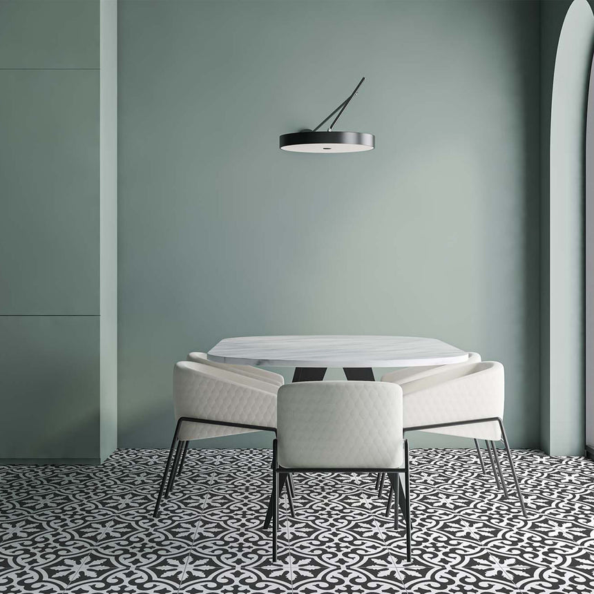 Kenthurst 300x300 Matt Black Encaustic Look Tiles Tilemall