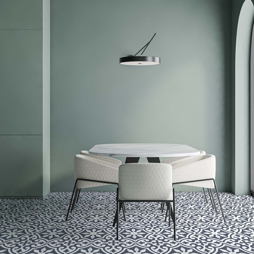 Kenthurst 300x300 Matt Blue Encaustic Look Tiles Tilemall