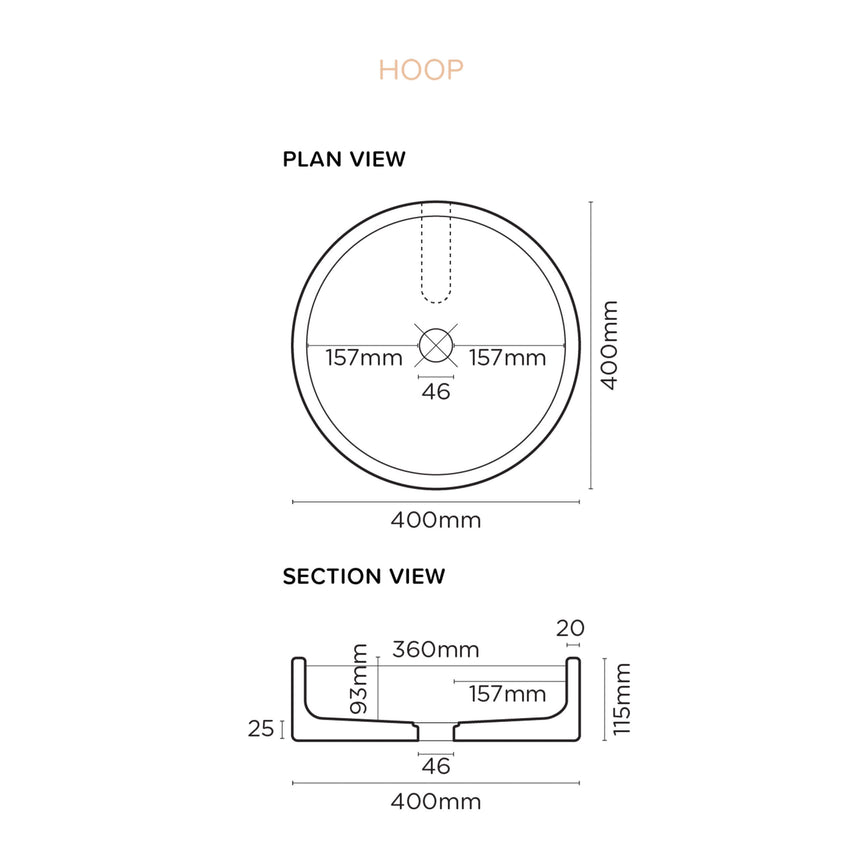 Nood Co Hoop Surface Mount Basin Blush Pink Bathroom Basin Nood Co