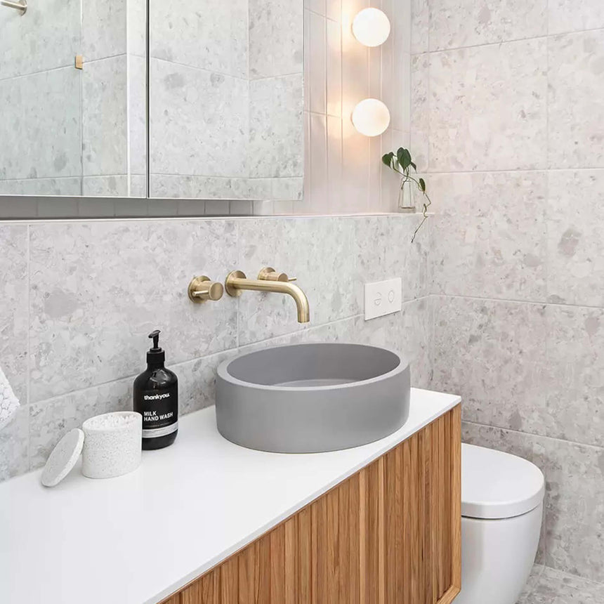 Nood Co Hoop Surface Mount Basin Sky Grey Bathroom Basin Nood Co