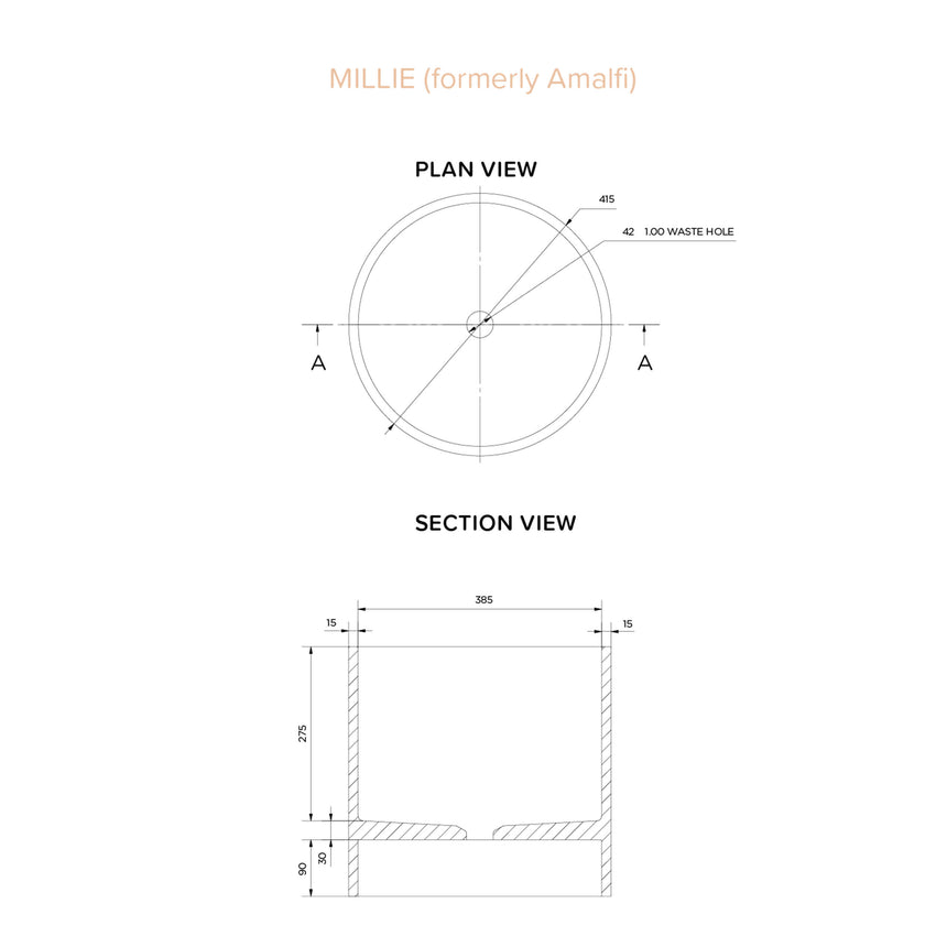 Nood Co Millie (formerly Amalfi) Basin Mushroom Bathroom Basin Nood Co