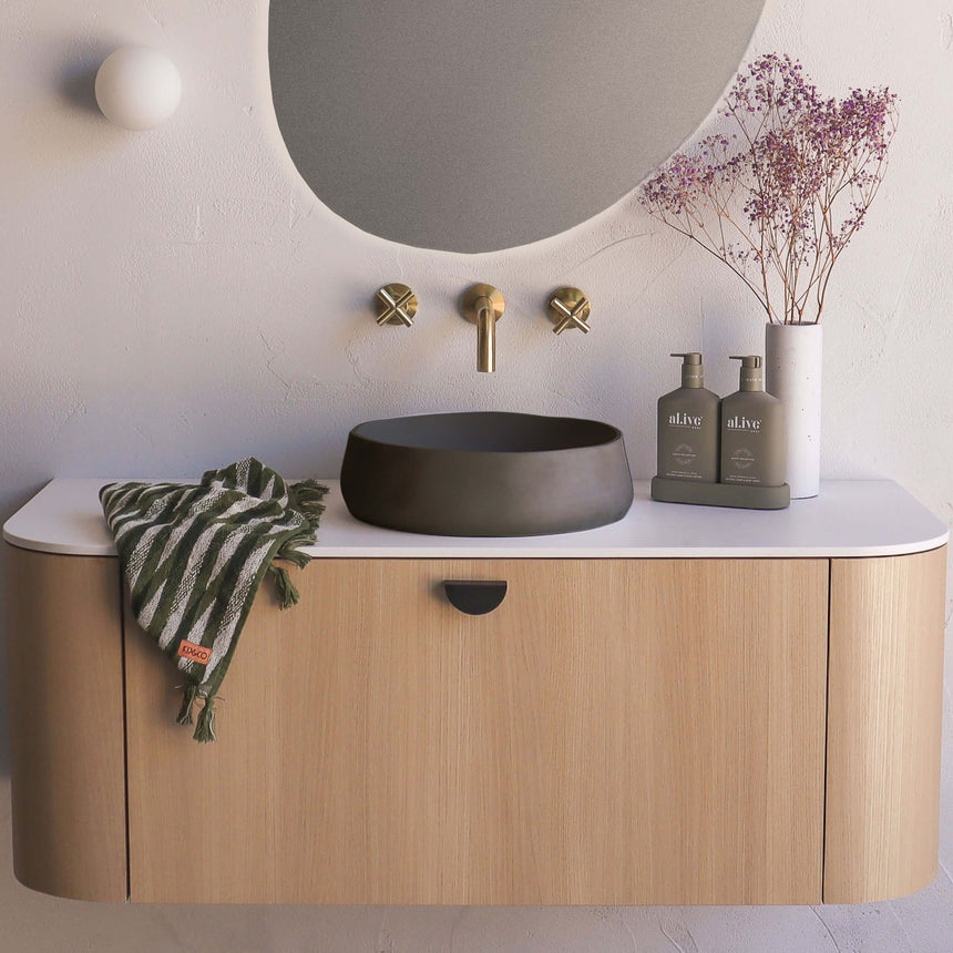 Nood Co Mill Wall Hung Basin Mid Tone Grey Bathroom Basin Nood Co Default Title