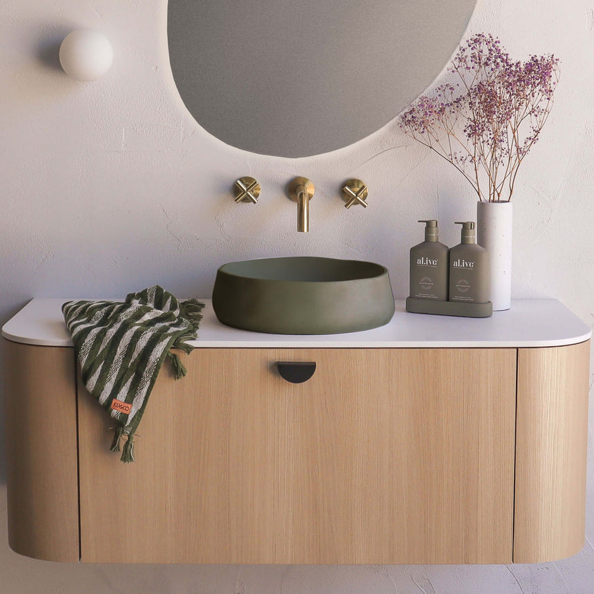 Nood Co Mill Wall Hung Basin Olive Bathroom Basin Nood Co Default Title