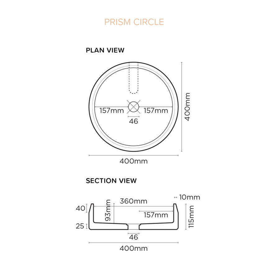 Nood Co Prism Circle Surface Mount Basin Custard Bathroom Basin Nood Co