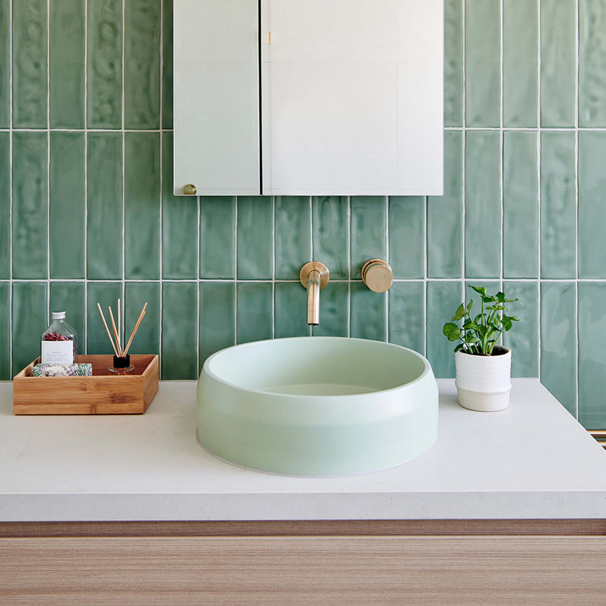 Nood Co Prism Circle Surface Mount Basin Mint Bathroom Basin Nood Co