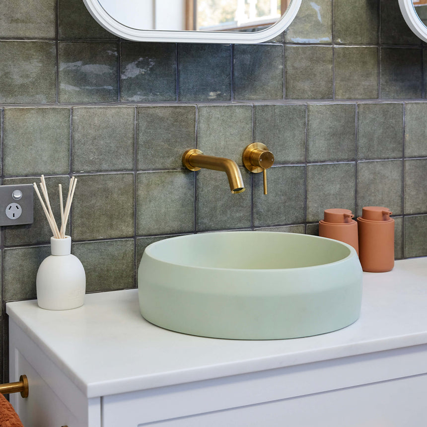 Nood Co Prism Circle Surface Mount Basin Mint Bathroom Basin Nood Co