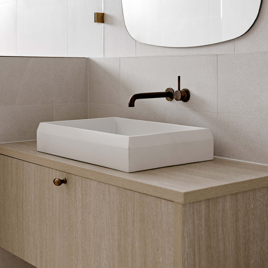 Nood Co Prism Rectangle Surface Mount Basin Ivory Bathroom Basin Nood Co