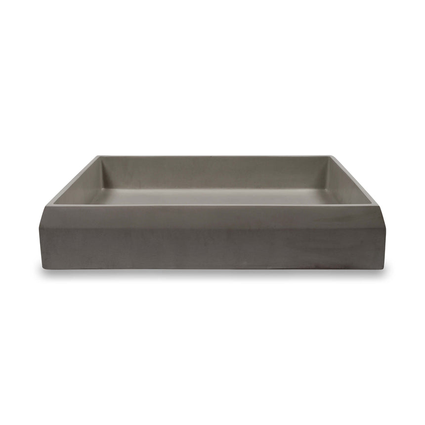 Nood Co Prism Rectangle Surface Mount Basin Mid Tone Grey Bathroom Basin Nood Co Default Title