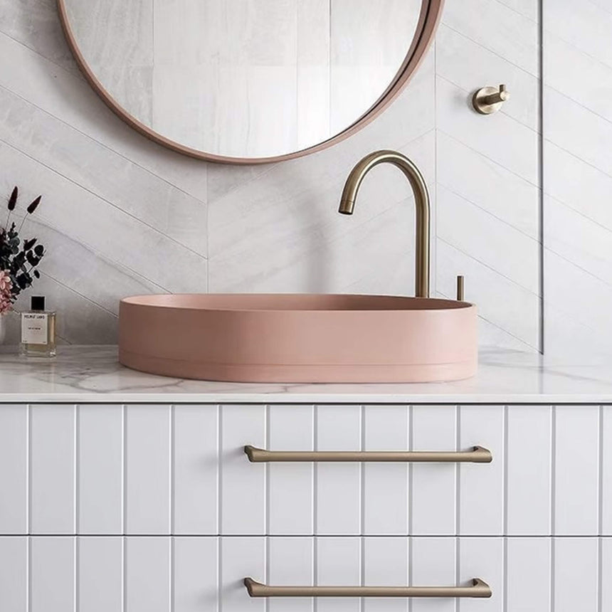 Nood Co Pill Surface Mount Basin Blush Pink Bathroom Basin Nood Co
