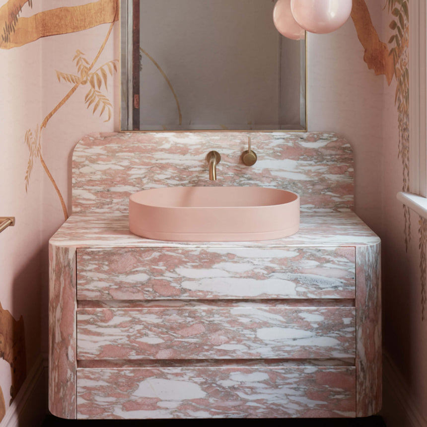 Nood Co Pill Surface Mount Basin Blush Pink Bathroom Basin Nood Co