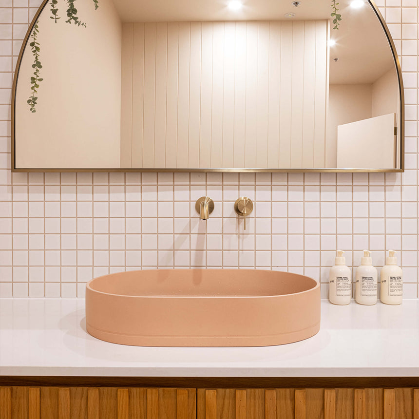 Nood Co Pill Surface Mount Basin Blush Pink Bathroom Basin Nood Co