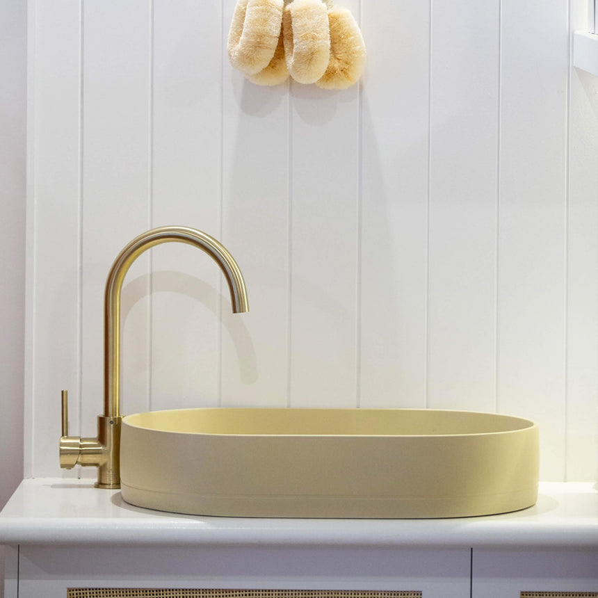 Nood Co Pill Surface Mount Basin Custard Bathroom Basin Nood Co
