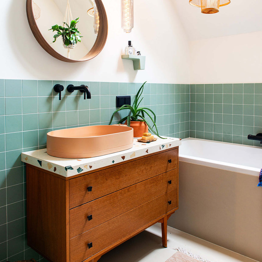 Nood Co Pill Surface Mount Basin Pastel Peach Bathroom Basin Nood Co