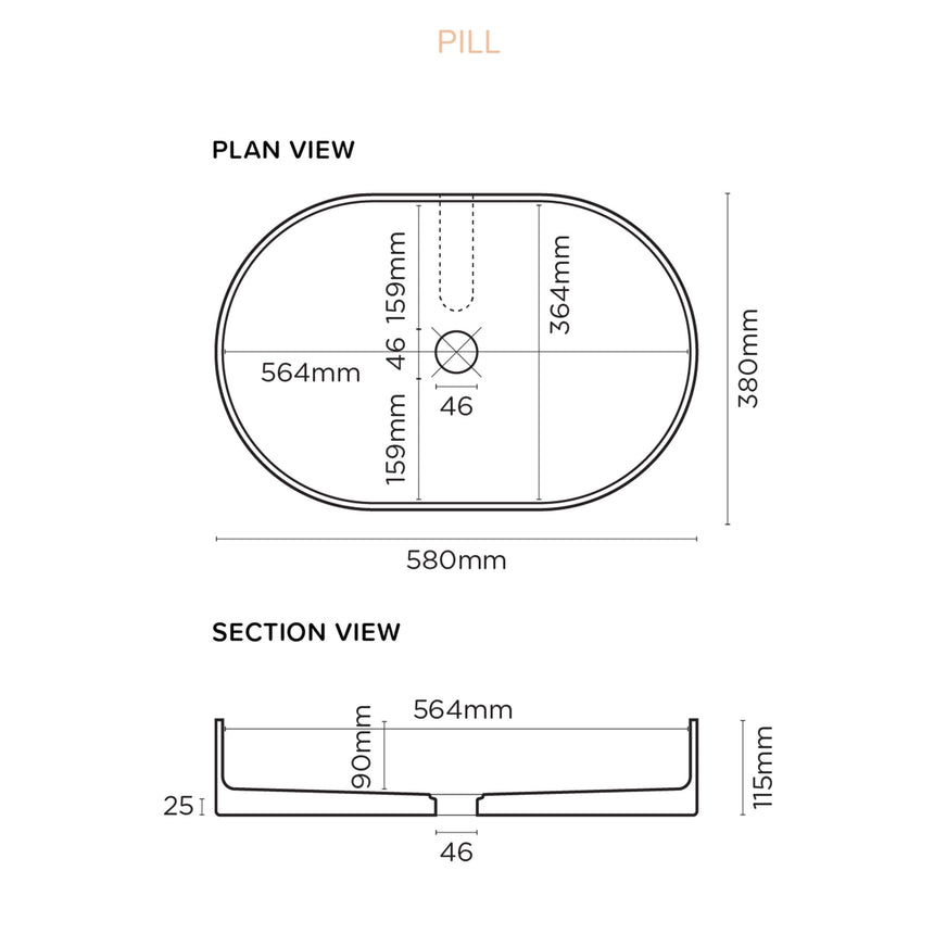 Nood Co Pill Surface Mount Basin Sand Bathroom Basin Nood Co