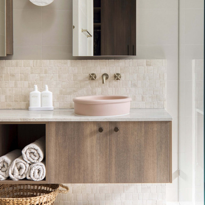 Nood Co Tubb Surface Mount Basin Blush Pink Bathroom Basin Nood Co