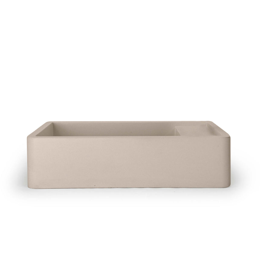 Nood Co Nood Shelf 02 surface mount basin by Tilemall, rectangular stone composite 540x300mm, no overflow