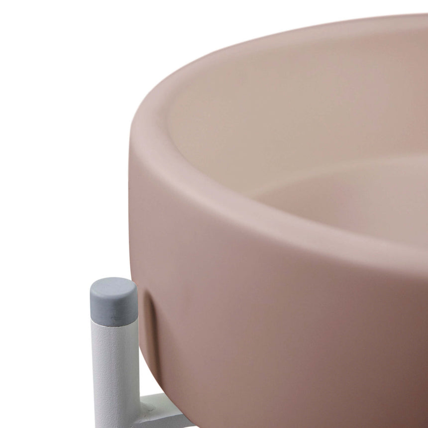 Close-up of Nood Co Bowl Stand Basin blush pink rim and curved interior wall by Tilemall (view 2)