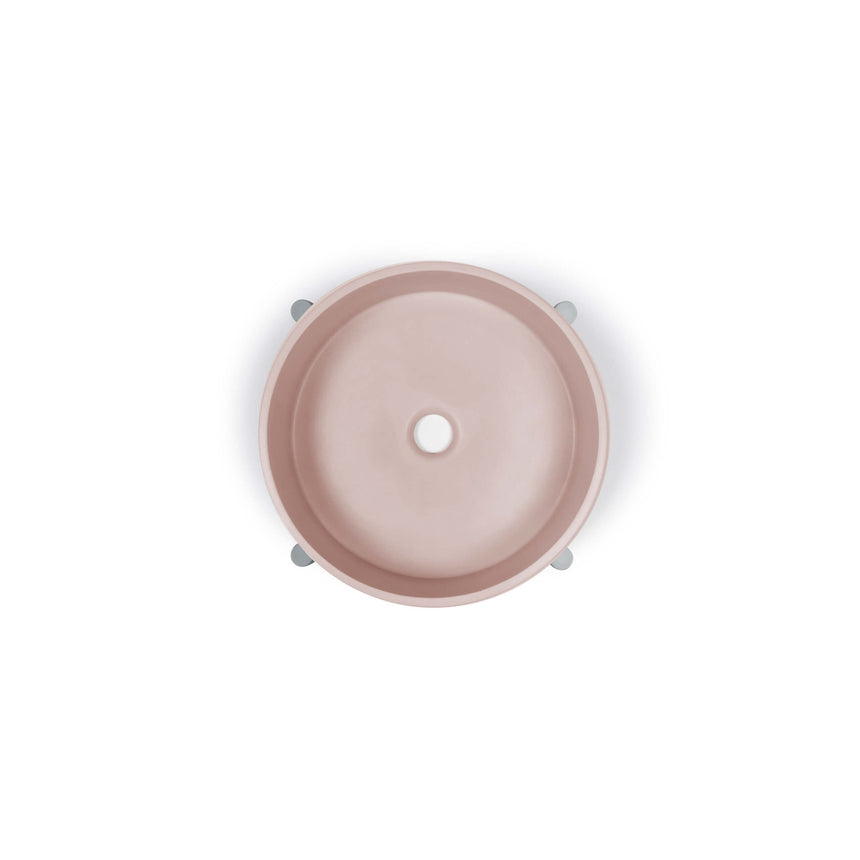 Top view of Nood Co Bowl Stand Basin blush pink showing tap hole and mounting points by Tilemall (view 2)