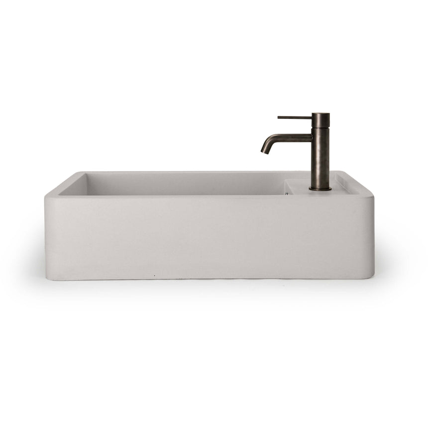 Nood Co Shelf 02 Surface Mount Basin with Overflow Morning Mist Bathroom Basin Nood Co 1 Tap Hole Black
